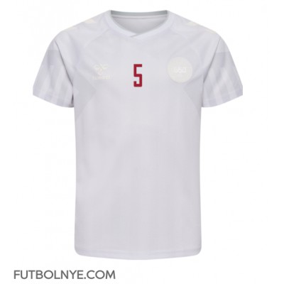 Camiseta Dinamarca Joakim Maehle #5 Visitante Equipación Mundial 2022 manga corta